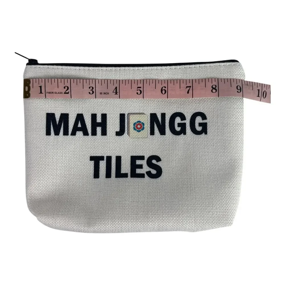 Mah Jongg Tiles Canvas Zipper Pouch Cosmetic Bag Mahjong Gift 9.5x7 NEW